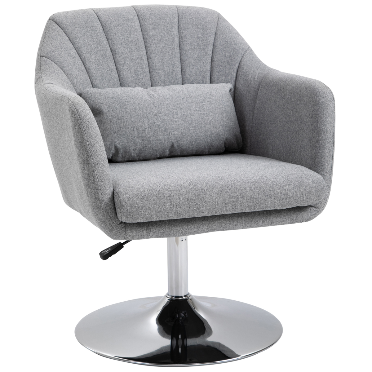 HOMCOM Retro Linen Swivel Tub Chair Steel Frame Cushion Seat Light Grey