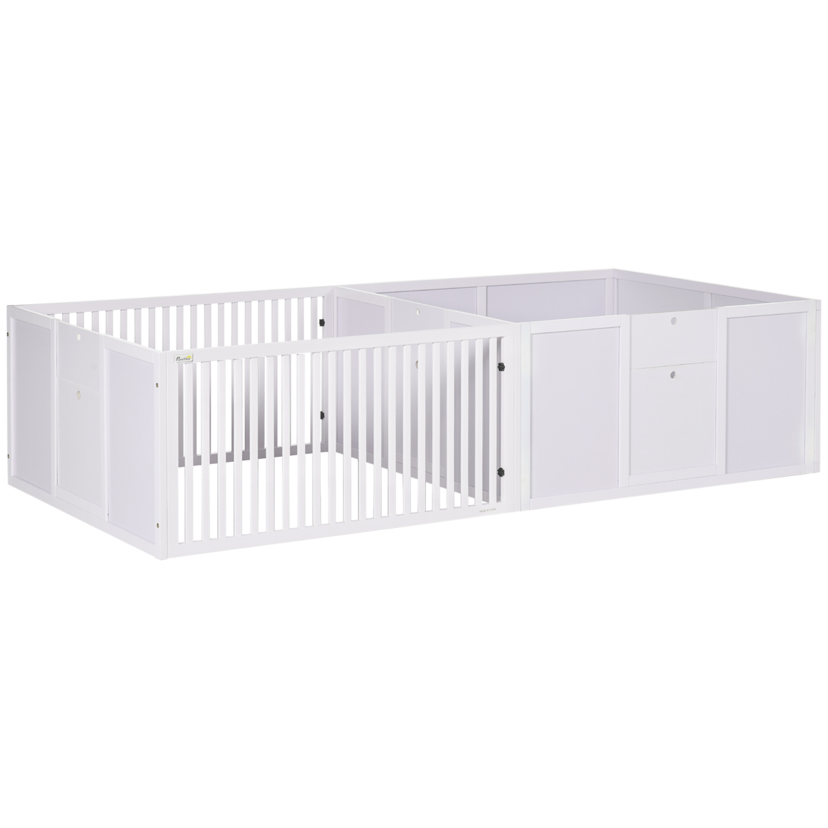 7 Panels Puppy Pen for Indoors with Three Doors, Two-Room Design