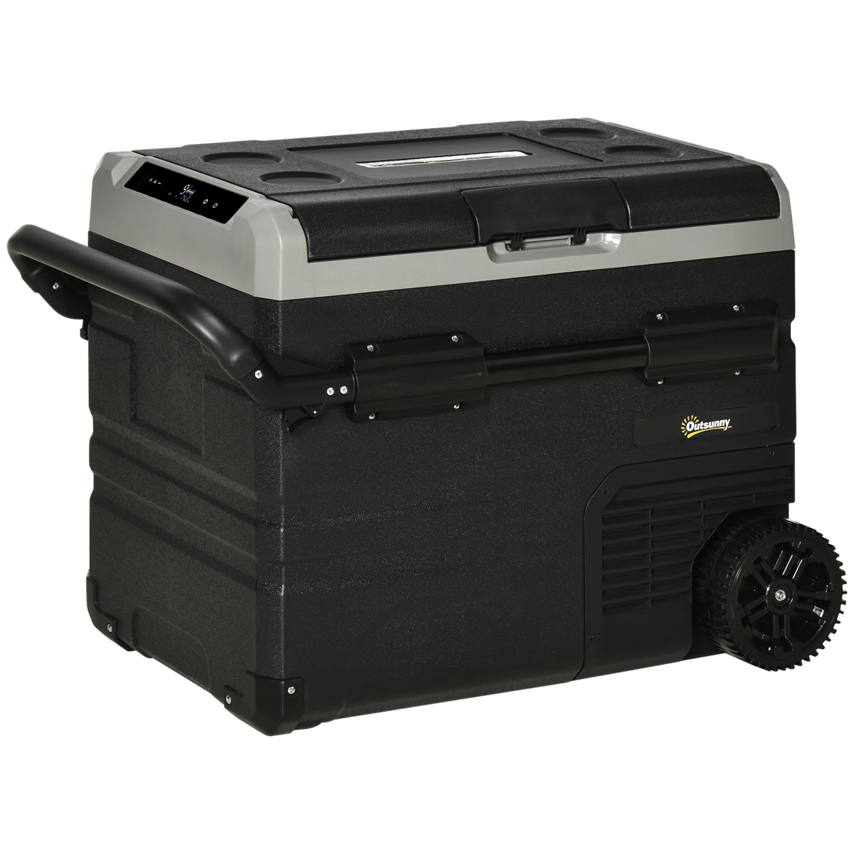 50L Car Refrigerator 12V Portable Freezer with Inner LED Light and Wheels