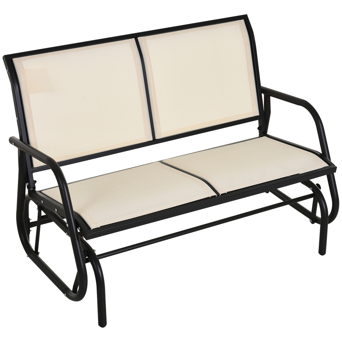 Outsunny 2-Person Patio Glider Bench with Armrests, Beige