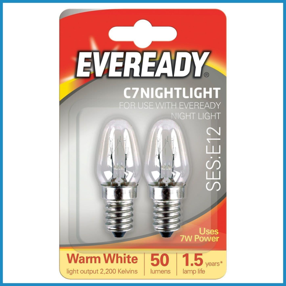 Eveready 7W E12 Nightlight Bulbs 2pk