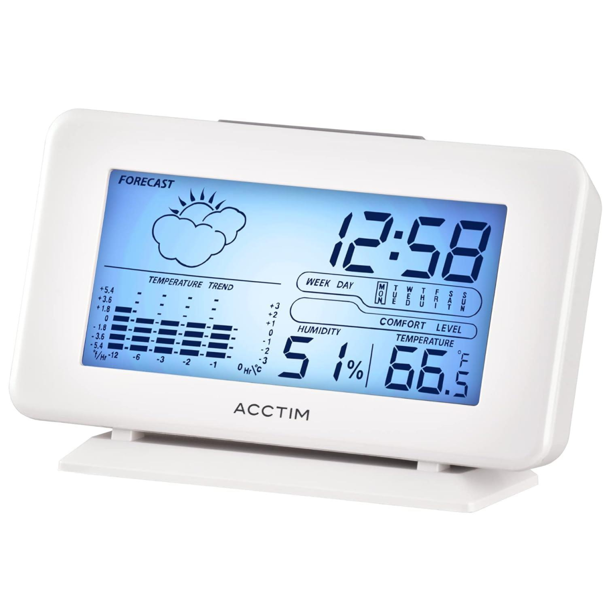 Acctim Vega Digital Weather Station Alarm Clock White 16082