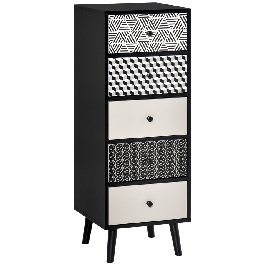Chest of Drawers, 5 Drawer Dresser, Wooden Storage Cabinet