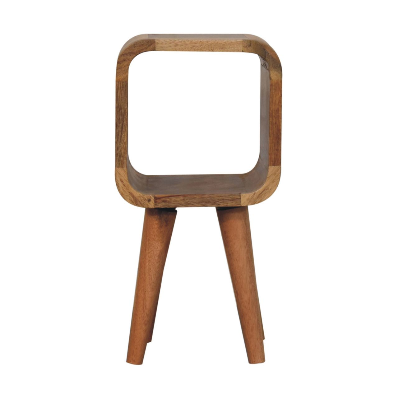 Artisan Furniture Solid Wood Extra Mini Minimalist Open Curved Bedside, 1 Open Slot, Brown