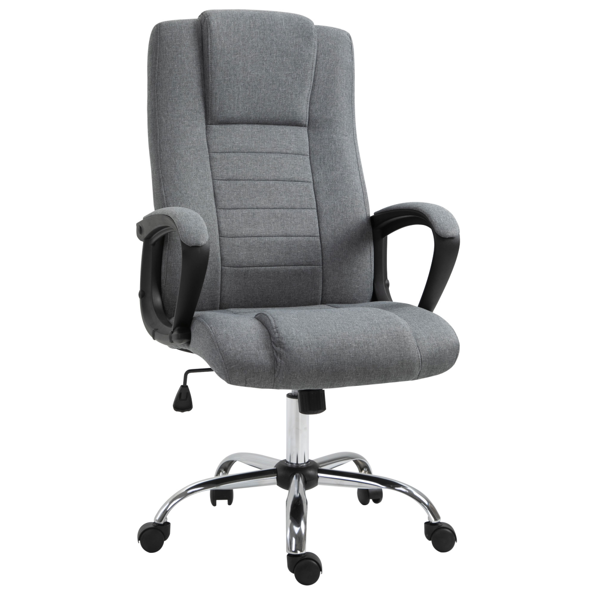 Linen Office Chair 360° Swivel High Back Wide Adjustable Seat Grey Vinsetto