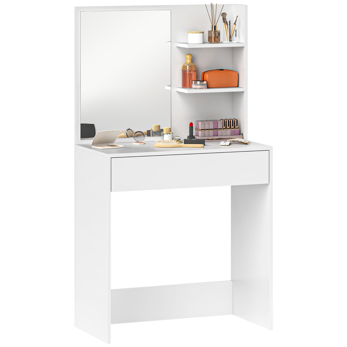 HOMCOM Dressing Table with Mirror and Storage, White