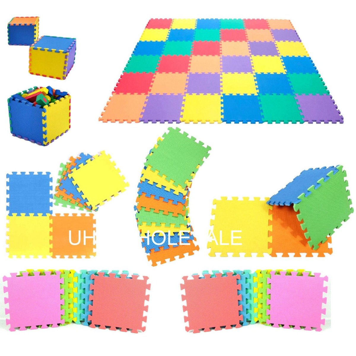 3 Pack Multicolor EVA Interlocking Floor Mats 30 x 30
