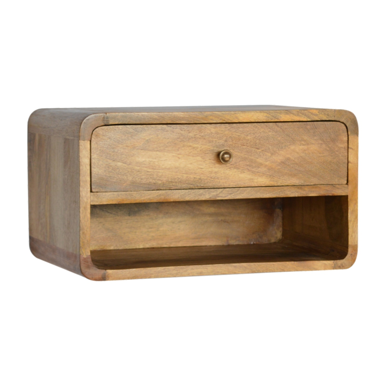 Artisan Furniture Solid Wood Floating Curve Open Slot Bedside, Brown