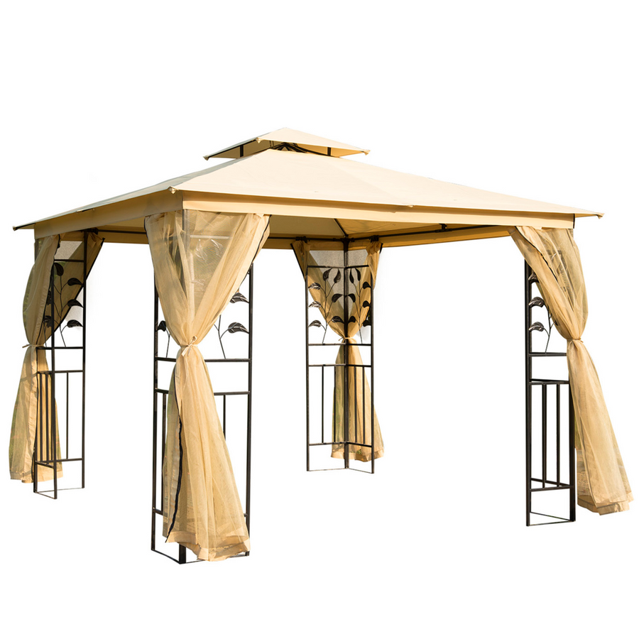 Outsunny 3 x 3 m Double Top Gazebo, Beige