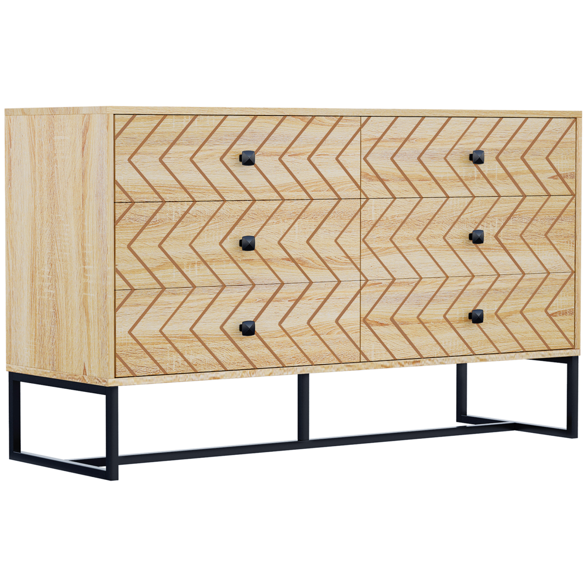 6-Drawer Storage Unit Hallway Bedroom Living Room Cabinet Zig Zag Design