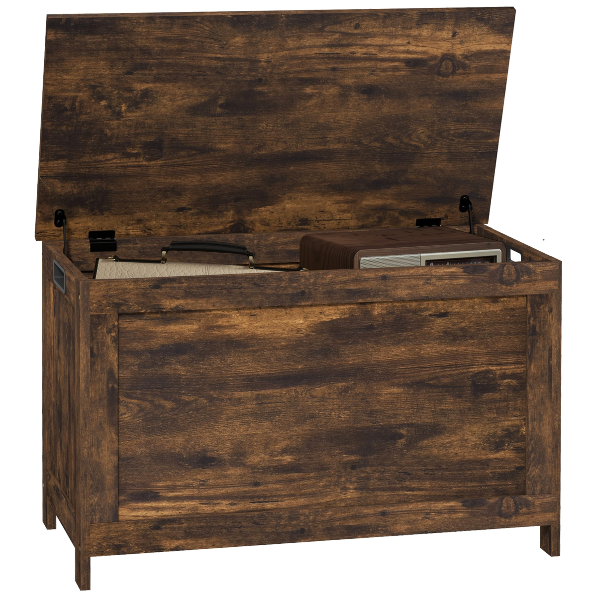 HOMCOM Storage Chest with 2 Safety Hinges