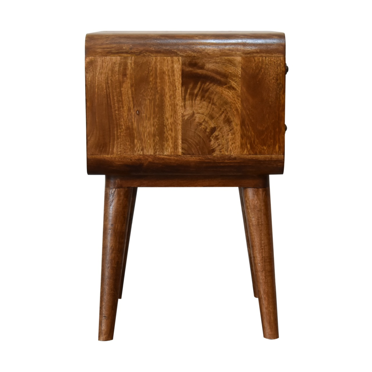 Artisan Furniture Solid Wood Curved Chestnut Bedside Table, Brown, 2 Drawers