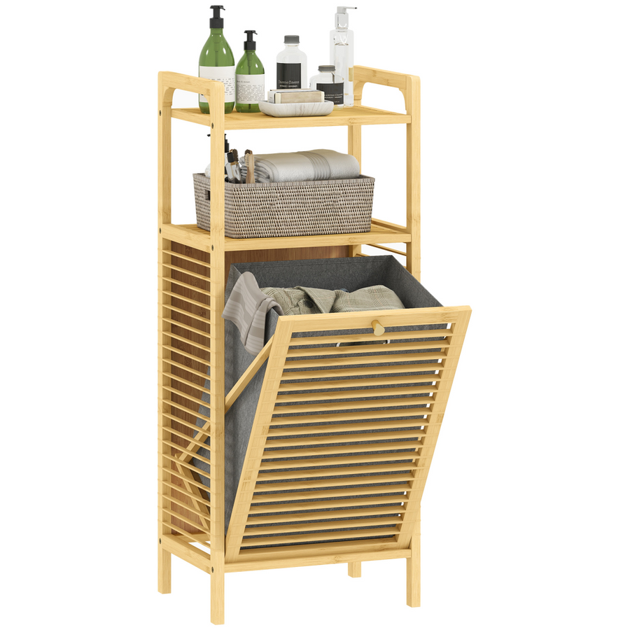 HOMCOM Removable 37L Laundry Hamper Bathroom Storage Cabinet