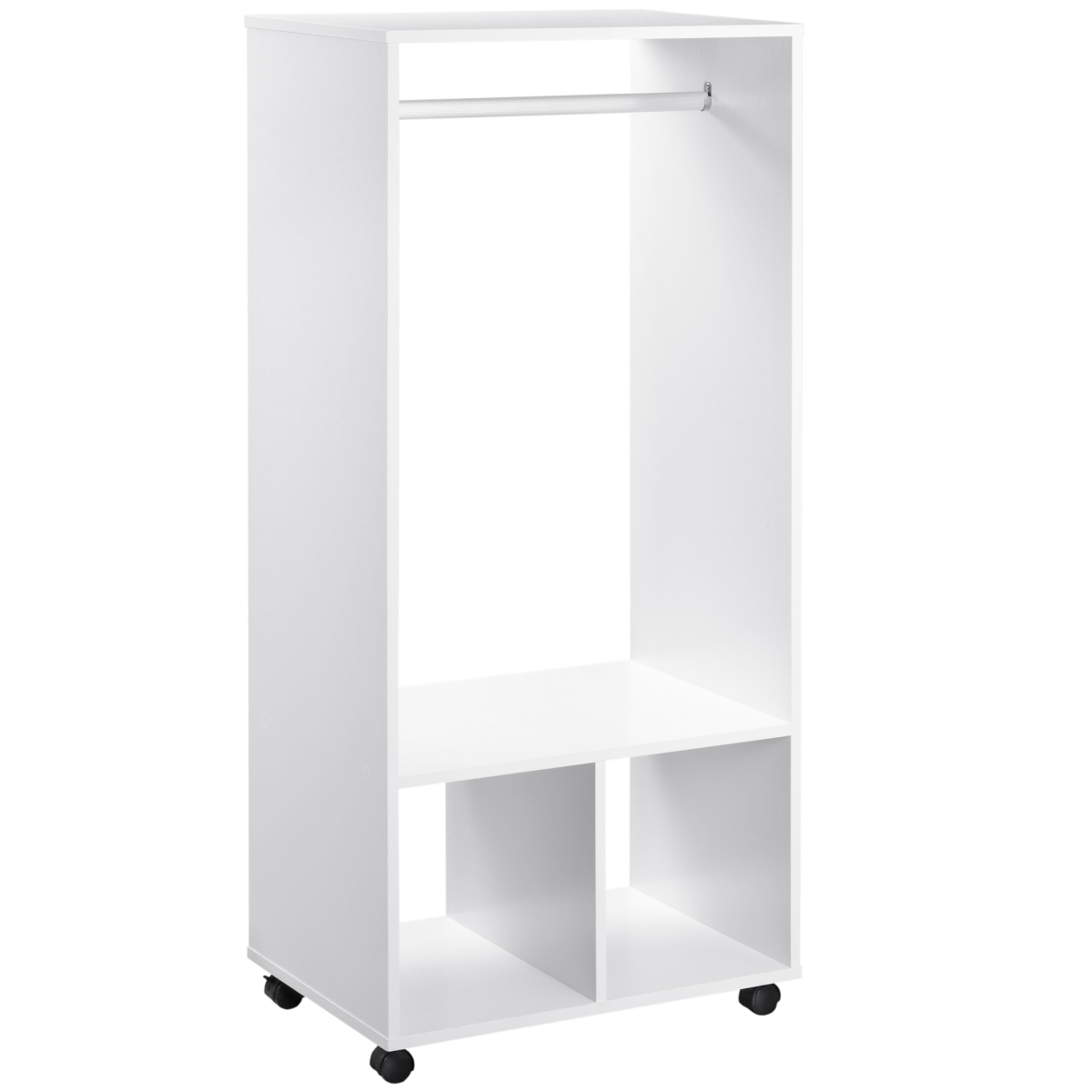 Open Wardrobe Clothes Rail with Hanging Rod and Shelves, White