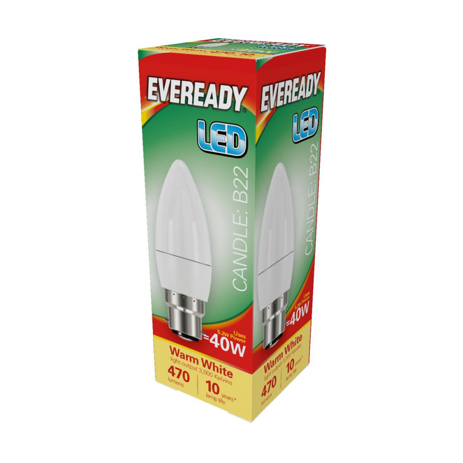 Eveready S13610 LED Candle Bulb 40W B22 (BC) 470lm 4.9W Warm White