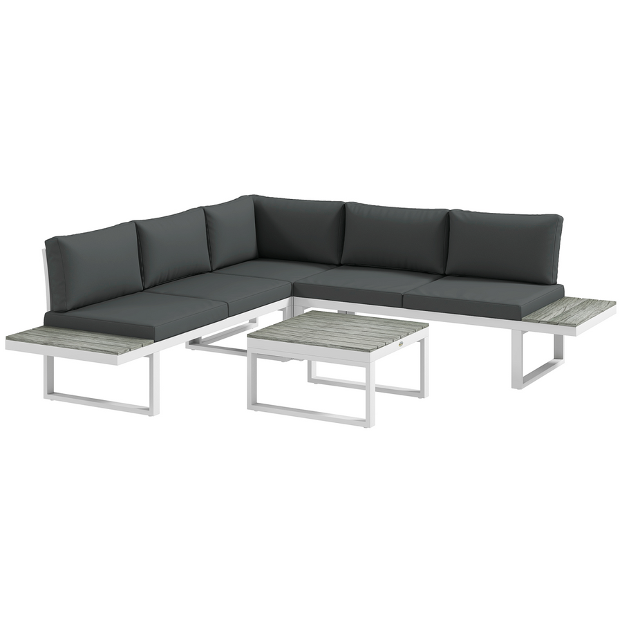 Outsunny 4 Piece Garden Set with 5-Level Recline Corner Conversation Sofa Set