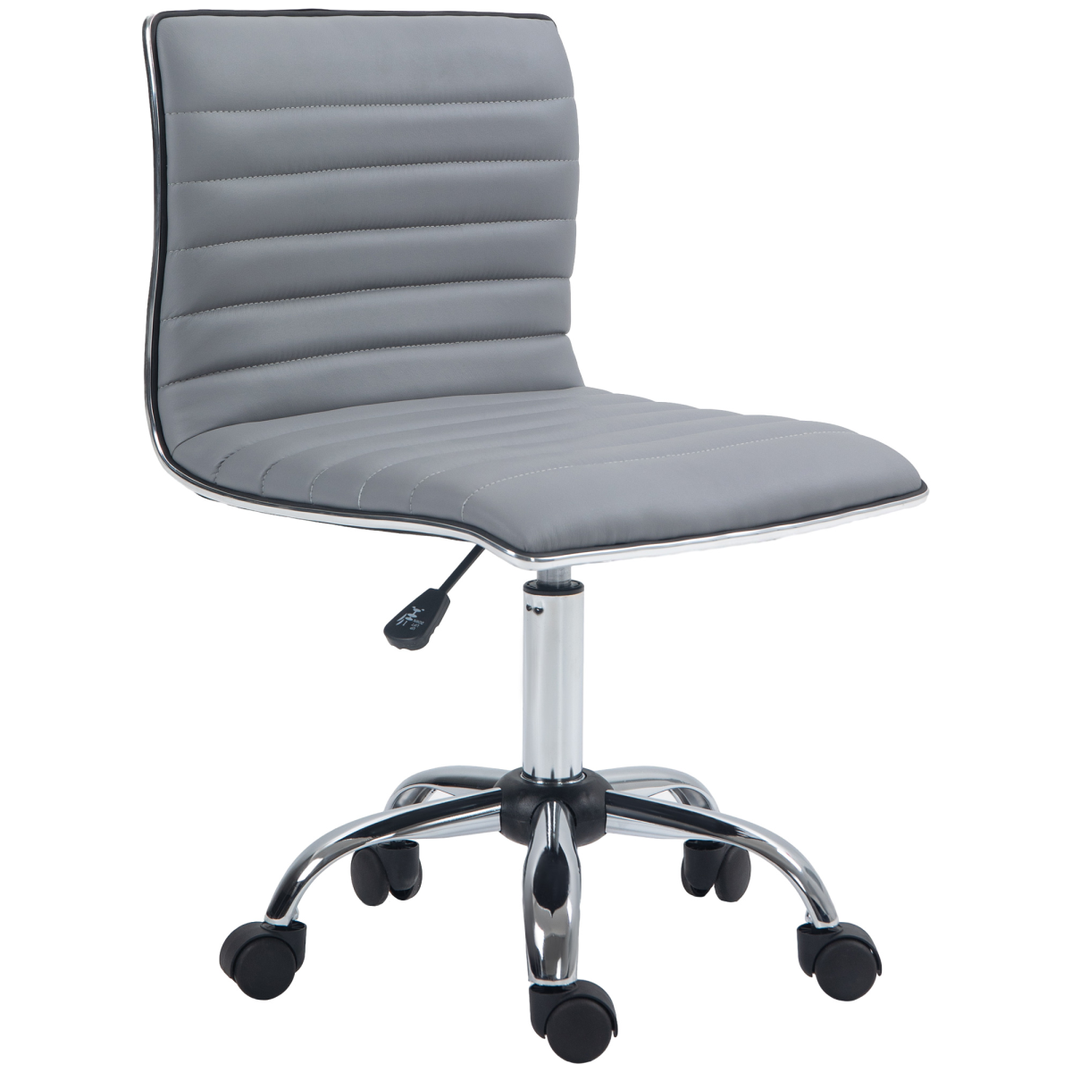 HOMCOM Armless Mid-Back Adjustable Office Chair with 360° Swivel, Light Grey
