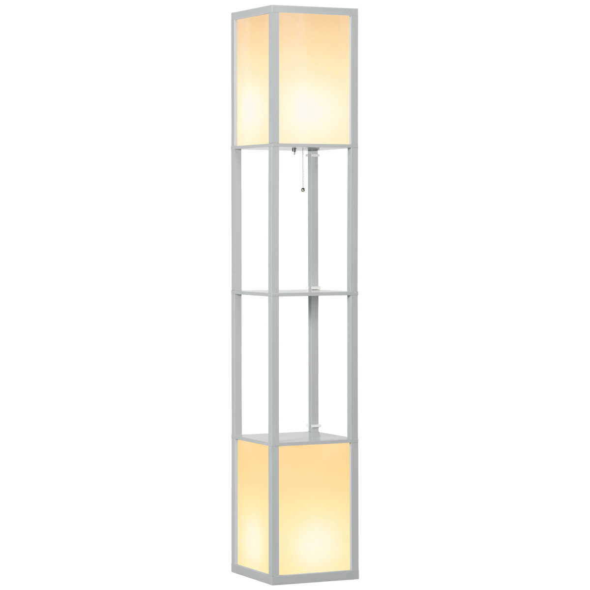 HOMCOM Shelf Floor Lamp with Dual Light, Black