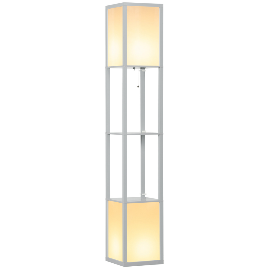 HOMCOM Shelf Floor Lamp with Dual Light, Black