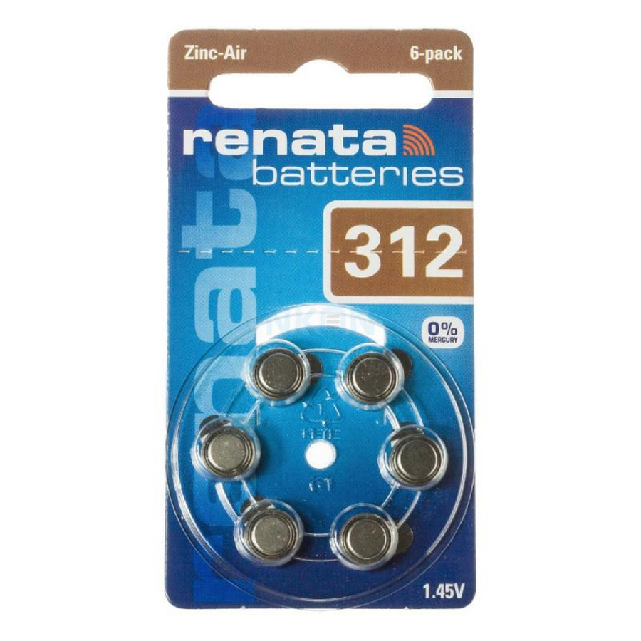 Renata ZA 312 Hearing Aid Battery Pack of 6