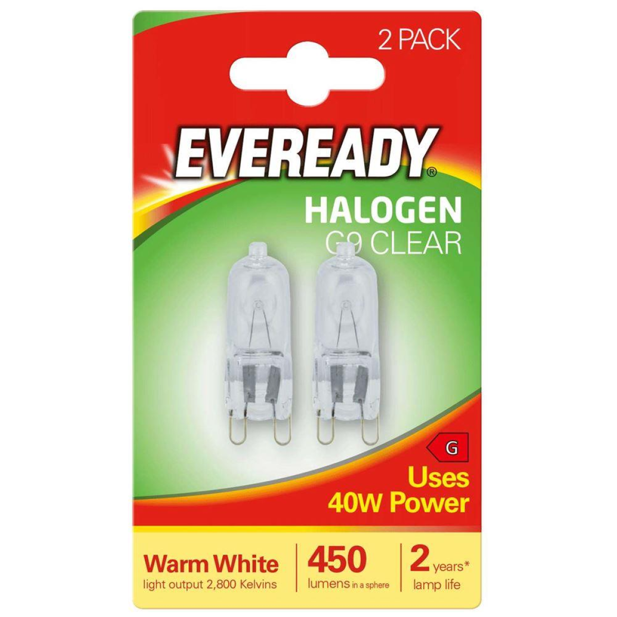 Eveready S819 Halogen Bulb G9 Capsule 450lm 40W Warm White Pack of 10