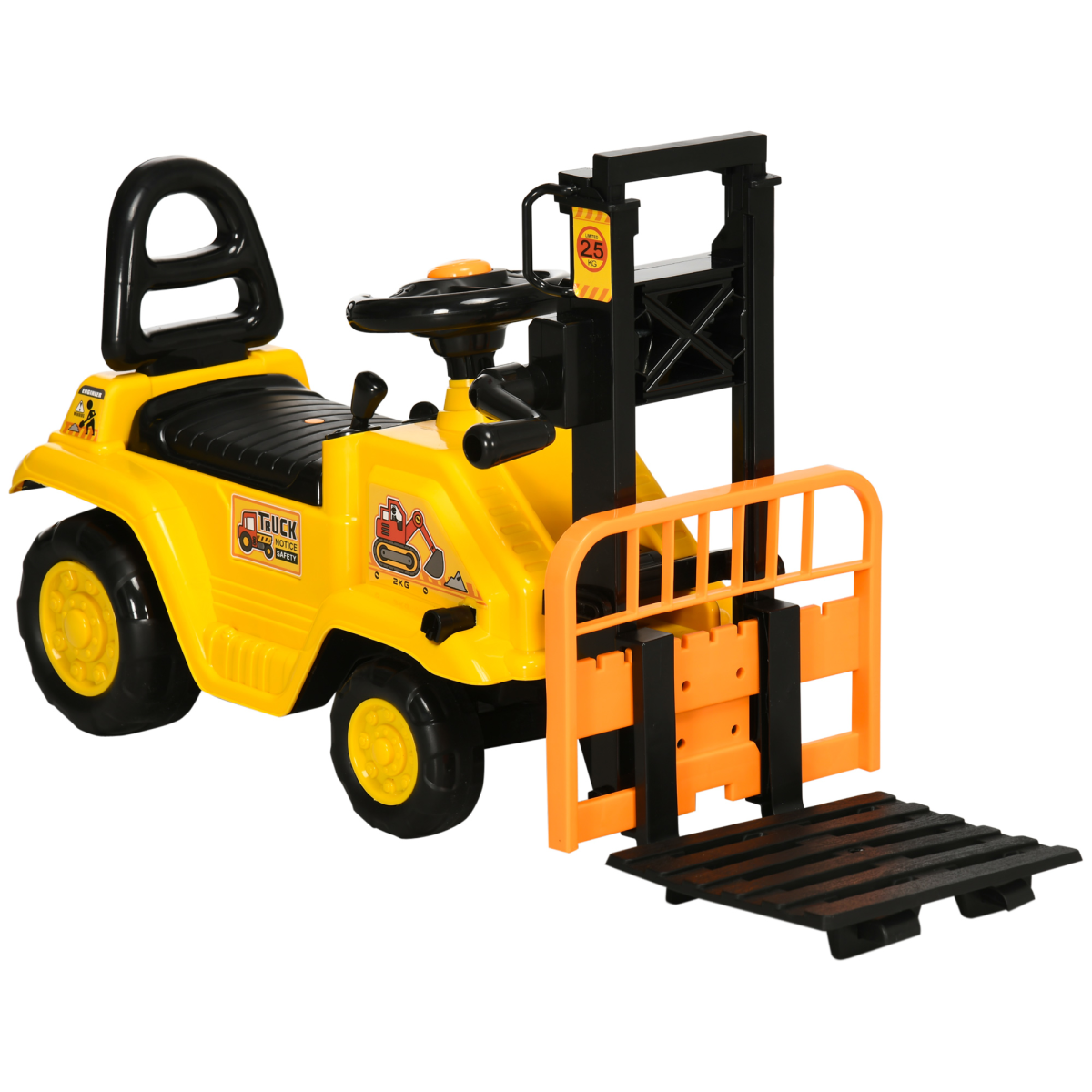 HOMCOM Kids Ride on Forklift Truck with Fork Tray, Under Seat Storage, Backrest