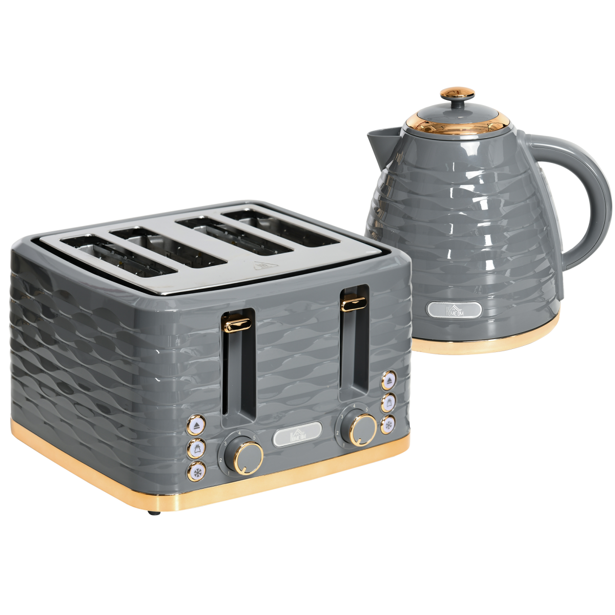 HOMCOM Kettle and Toaster Set 1.7L Grey