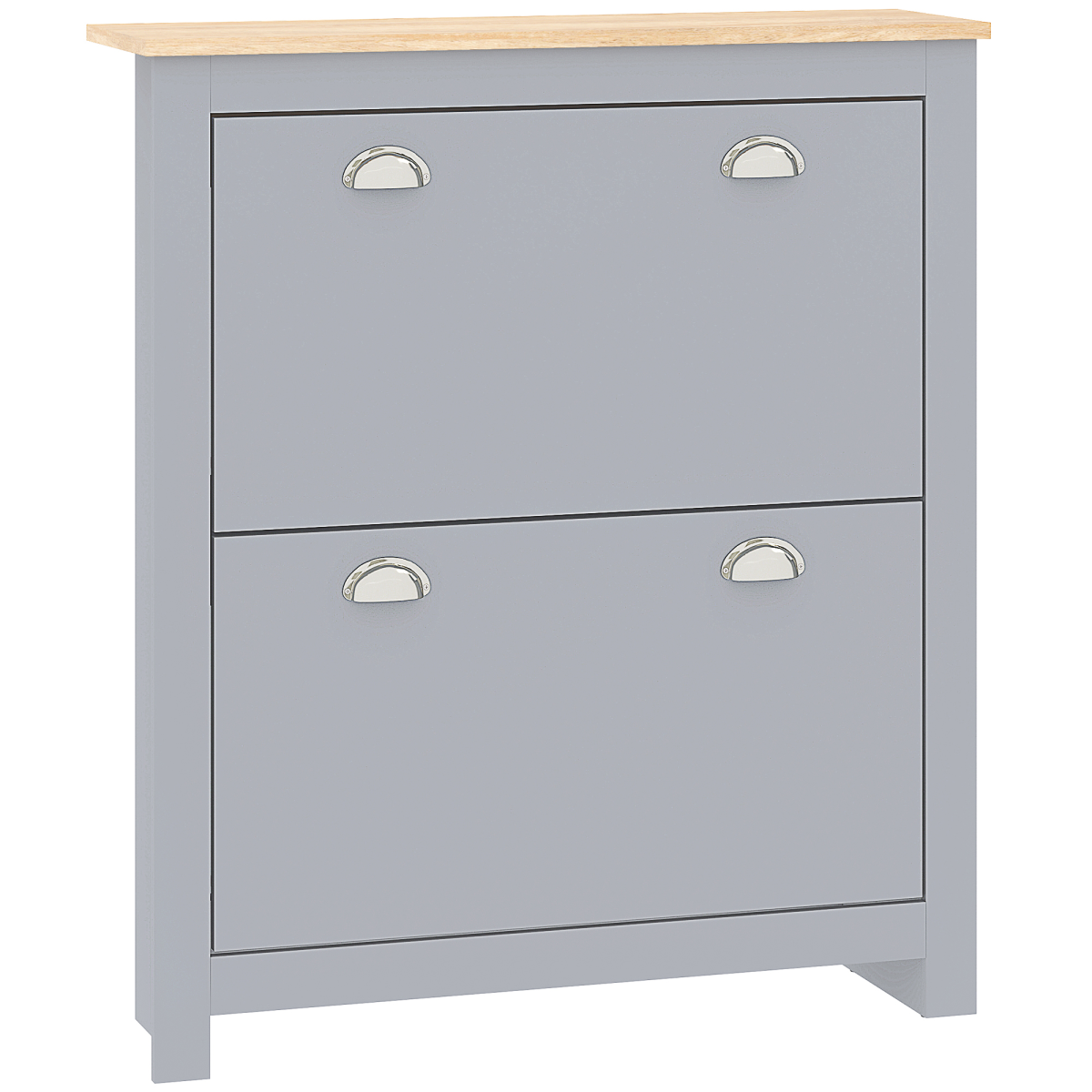 HOMCOM 2 Drawer Narrow Shoe Cabinet with Flip Doors, Grey