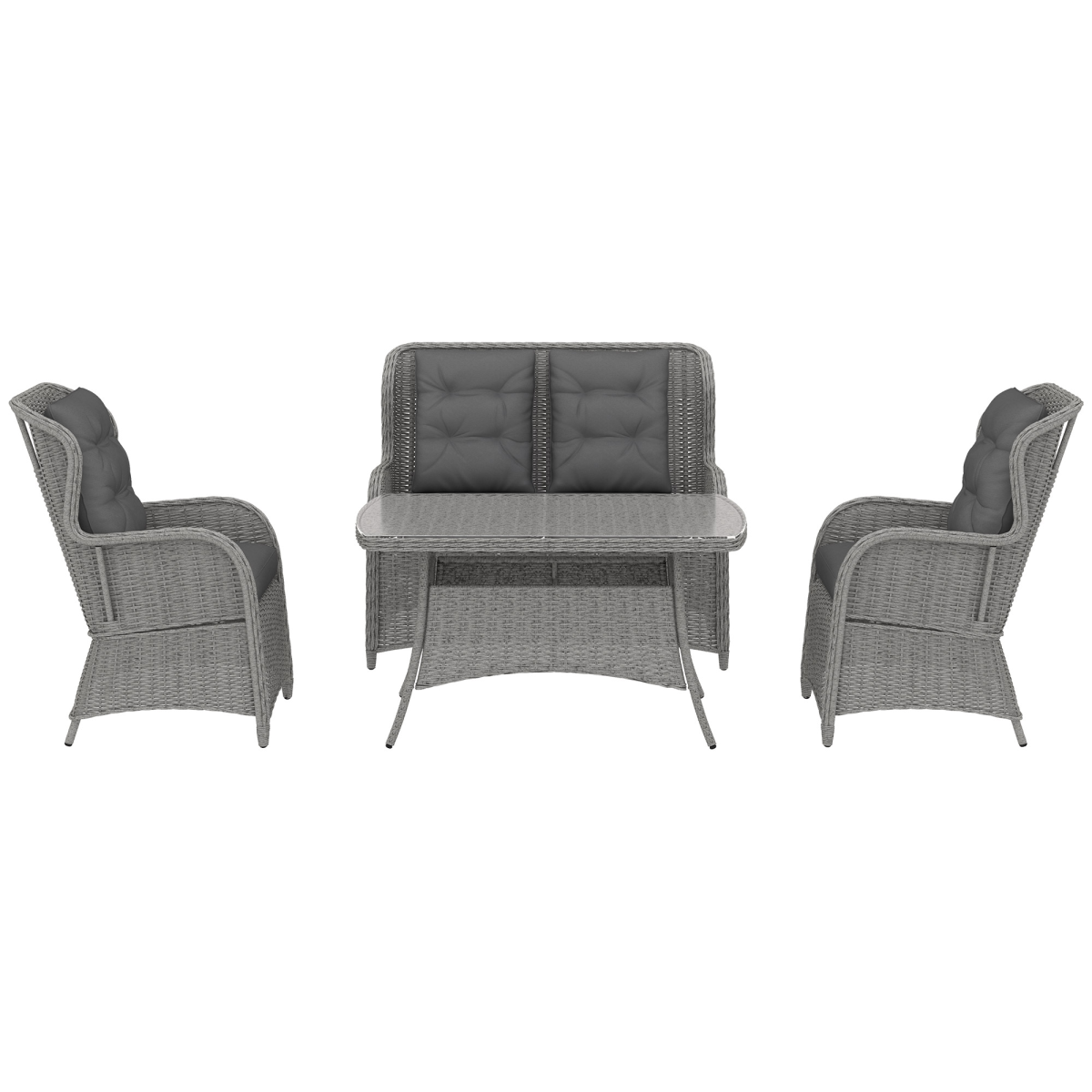 Outsunny 4-Piece Outdoor Rattan Sofa Set, Light Grey