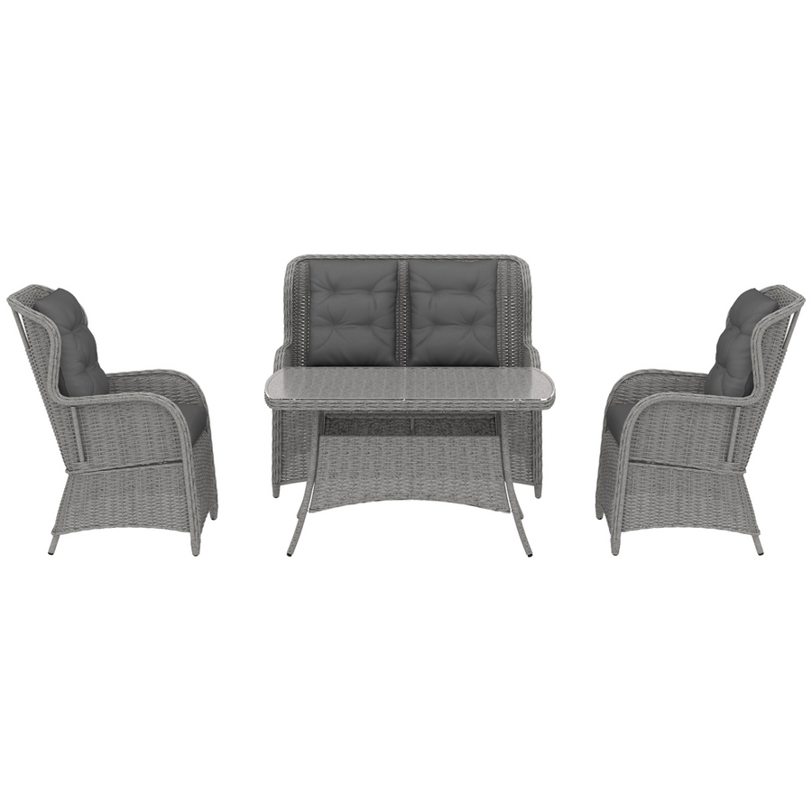 Outsunny 4-Piece Outdoor Rattan Sofa Set, Light Grey