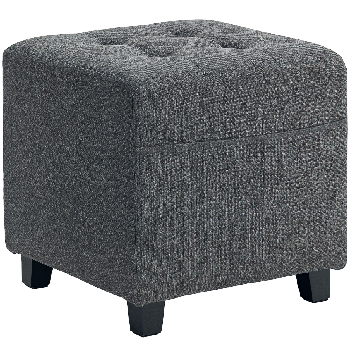 HOMCOM Small Footstool Square Ottoman with Padded Seat, Grey