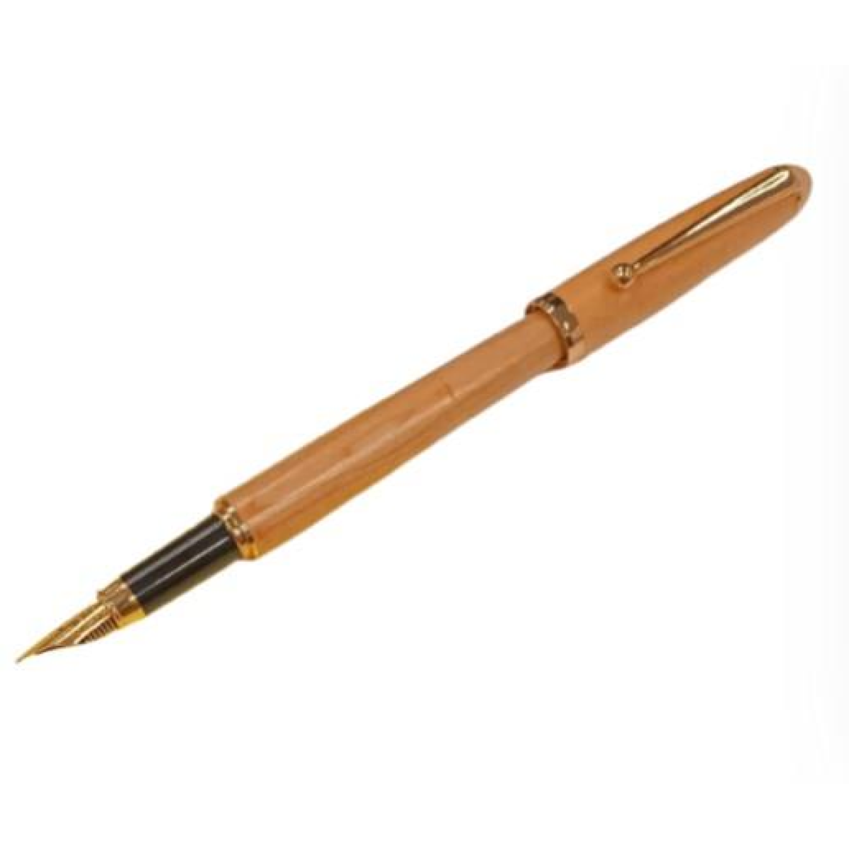 Imperial Wood Light Brown Gold Trim Fountain Pen Fine NIB IMP315M