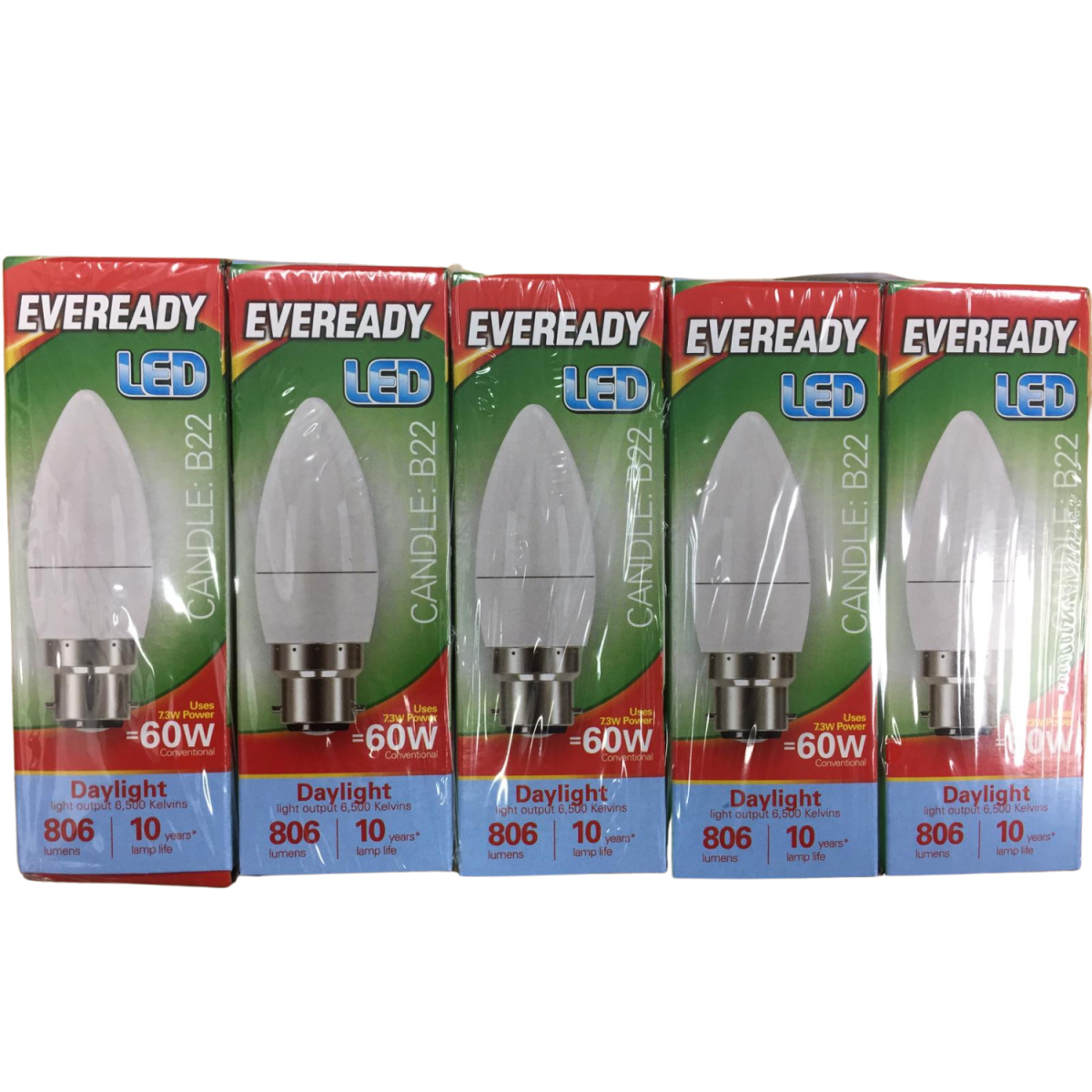 Eveready LED BC Candle Bulb 60W Daylight Pack of 5