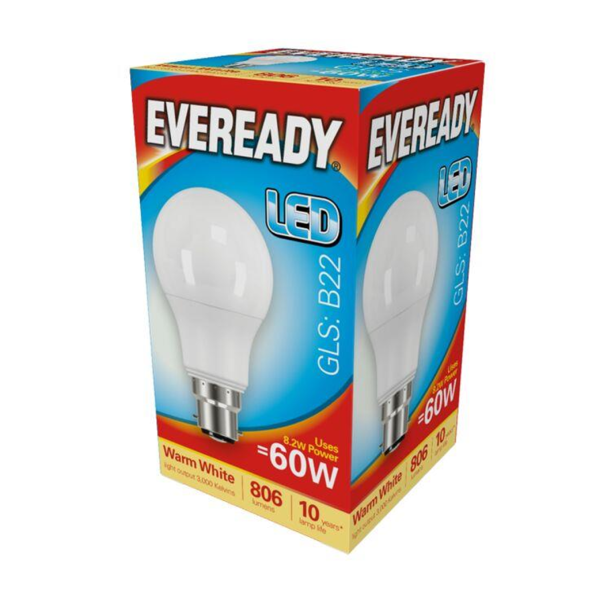 S13624 Eveready LED Bulb GLS 806LM  E27  Warm White Pack of 5