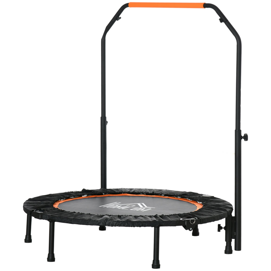 40" Foldable Mini Fitness Trampoline Rebounder with Adjustable Foam Handle
