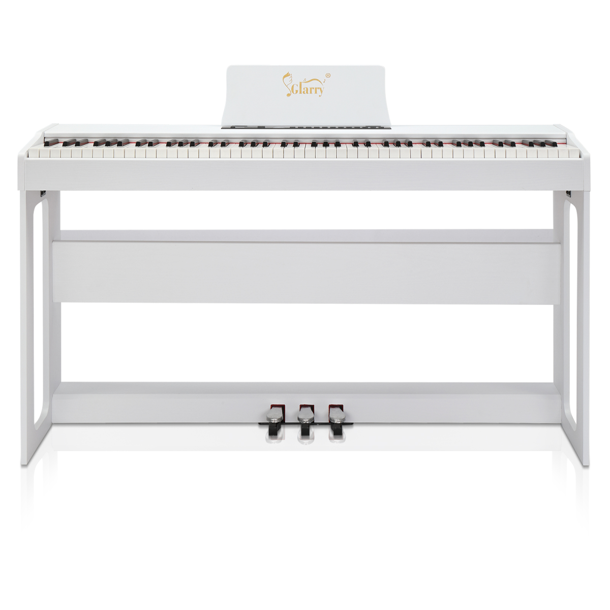 Glarry GDP-104 88 Keys Full Weighted Digital Piano with Furniture Stand, Power Adapter, Triple Pedals, Headphone - White