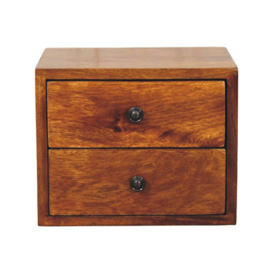 Artisan Furniture Solis 2-Drawer Wall Mounted Nightstand, Chestnut