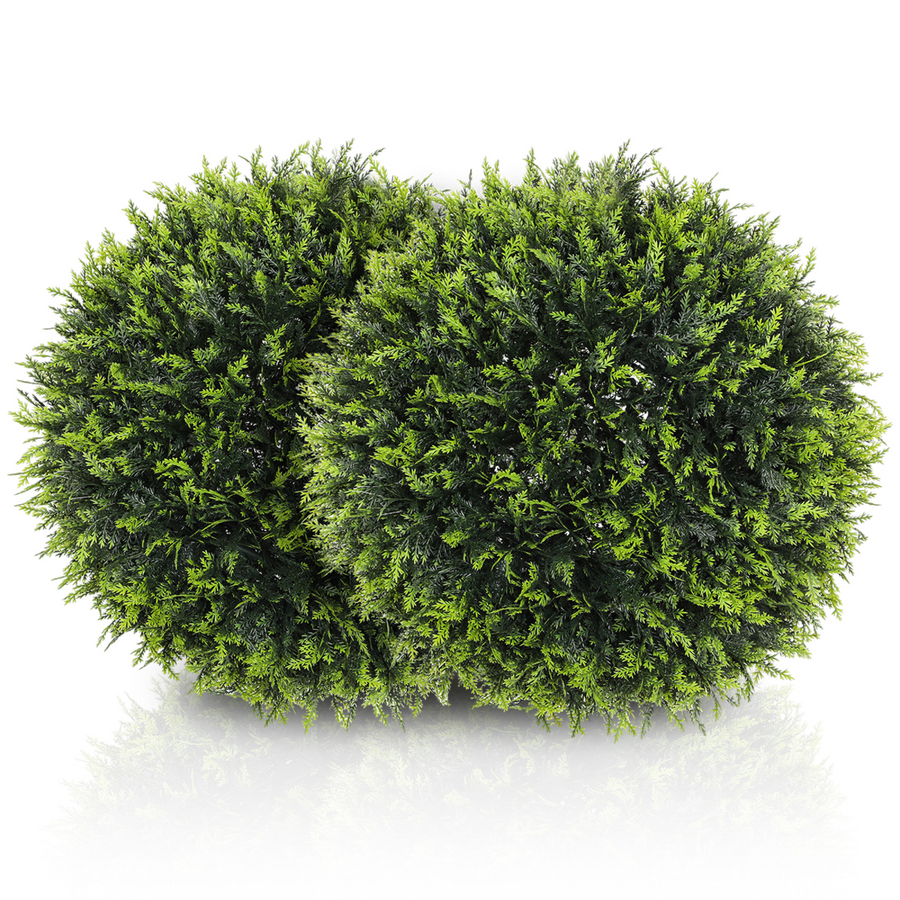 HOMCOM Set of 2 Artificial Plant Topiary Balls, Green