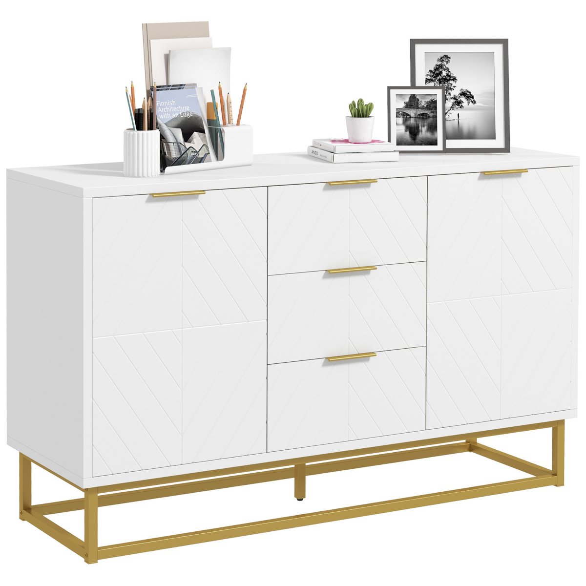 Modern Freestanding Storage Cabinet with 3 Drawers for Dining Room