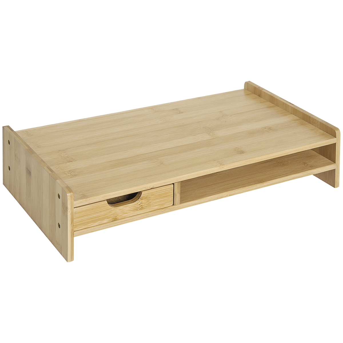 Monitor Riser Laptop PC Plinth Stand Desktop Organiser with Drawer Bamboo