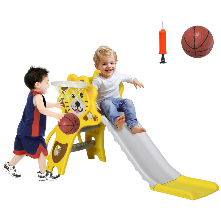 AIYAPLAY 2 in 1 Kids Slide with Basketball Hoop for 18-36 Months