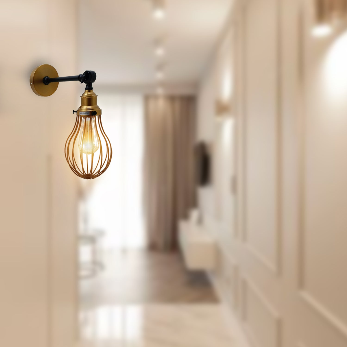 Brushed Copper Wall Light Fitting Metal Big Vase Shape Shade Sconce