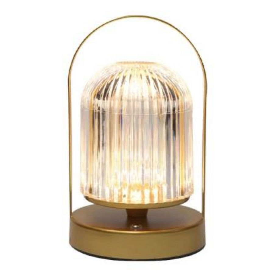 ExtraStar LED Desk Lamp, Rechargeable, 3 Colour Change Dimmable, Crystal Dome and Golden Handle
