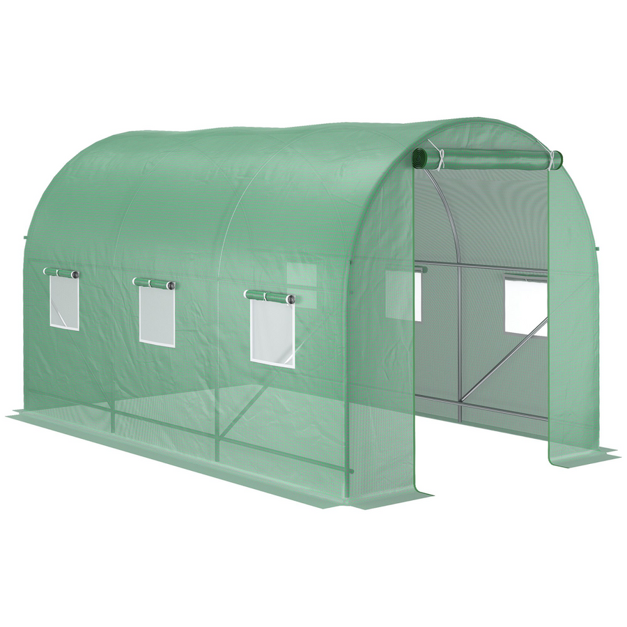 3.5 x 3 x 2 m Polytunnel Greenhouse with PE Cover