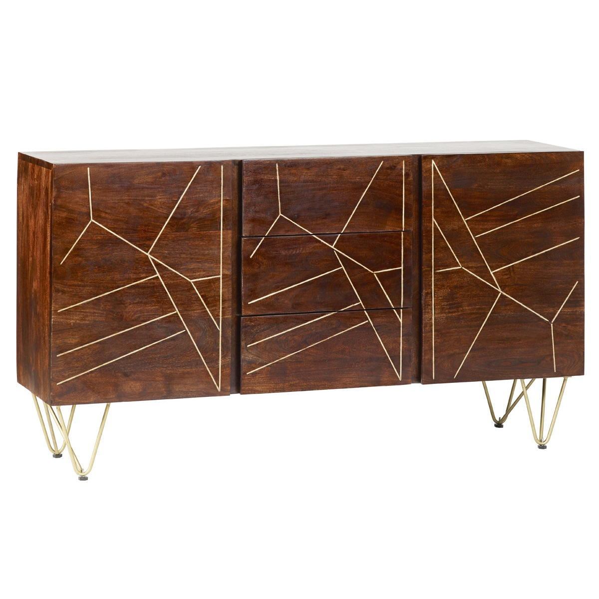 Dark Gold Extra Large Sideboard with 3 Drawers and 2 Doors