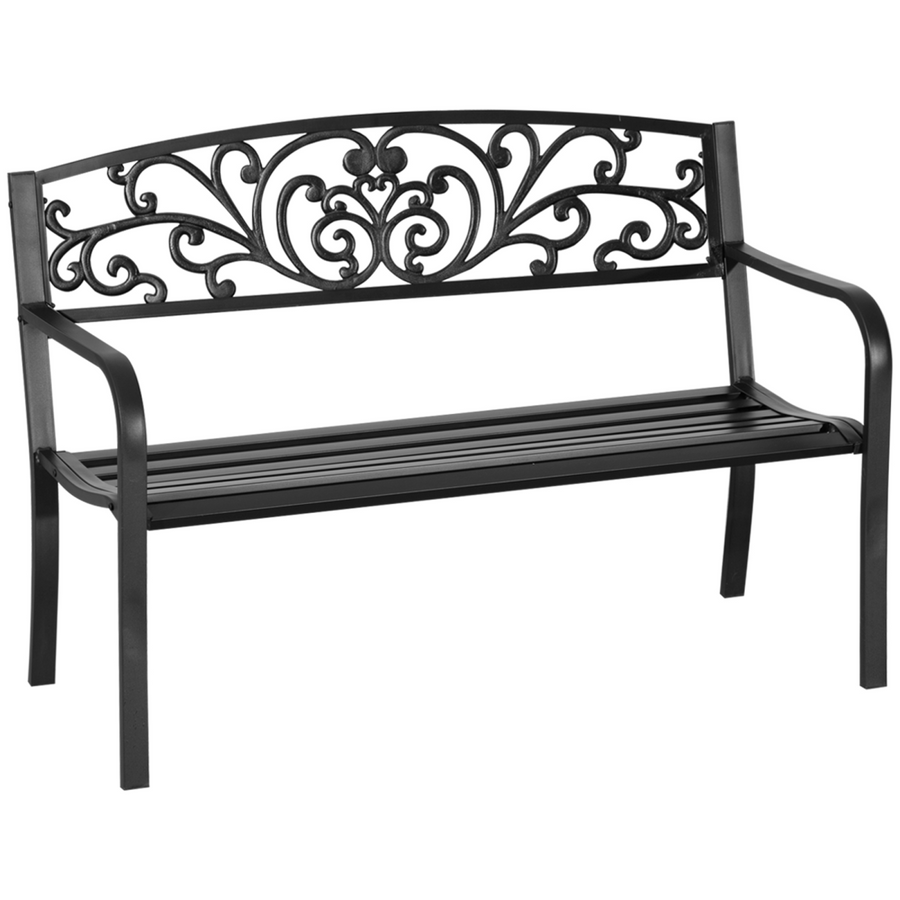 2-Seater Garden Bench, Steel Black