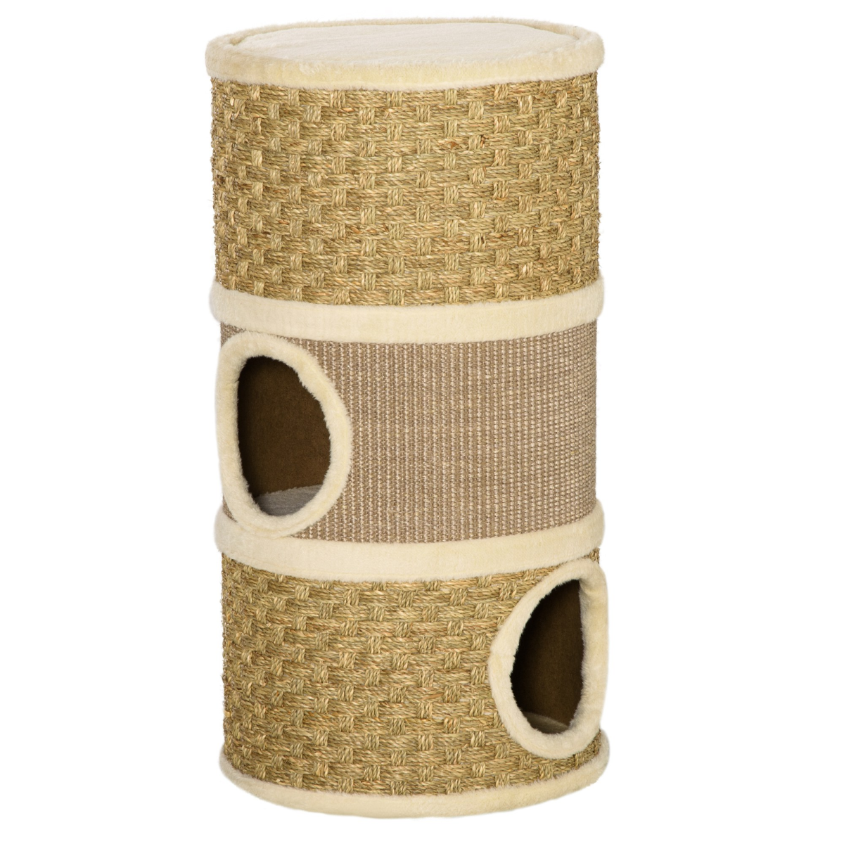 Cat Scratching Barrel Kitten Tree Tower with Sisal and Seaweed Rope