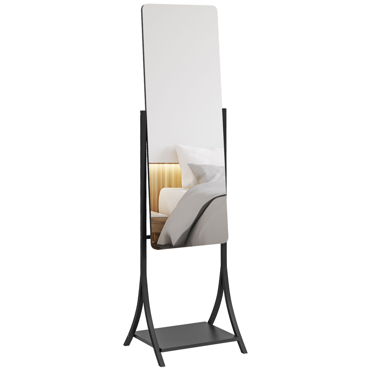 HOMCOM Freestanding Full Length Mirror with Shelf