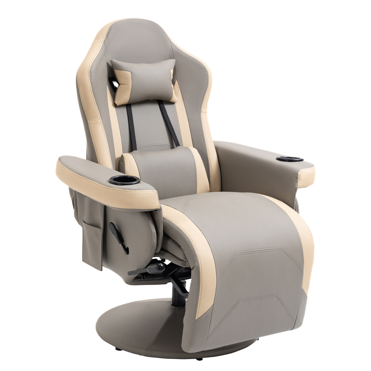 Manual Recliner Armchair PU Sofa Chair with Adjustable Leg Rest and 135° Reclining