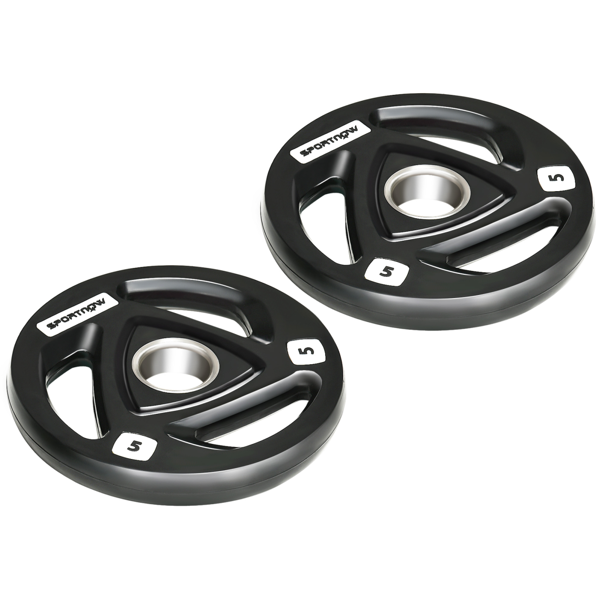Olympic Weight Plates, Tri-Grip Barbell Weights Set, 2 x 5kg, 2'' Holes